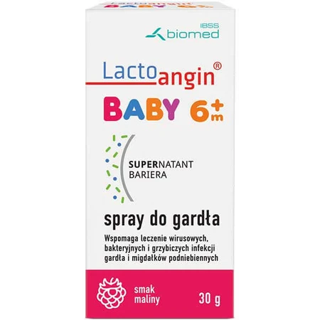 Lactoangin Baby, throat spray, raspberry flavor, over 6 months, 30 g
