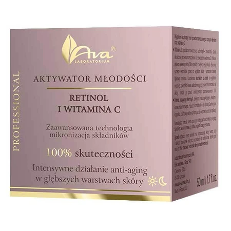 Ava Youth Activator, Retinol y Vitamina C, crema antiarrugas, 50 ml