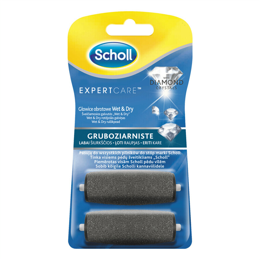 Buy Scholl Expert Care, interchangeable rotating heads Wet & Coarse-grained dry with diamond crystals, 2 pieces Scholl Expert Care, interchangeable rotating heads Wet & Coarse-grained dry with diamond crystals, 2 pieces