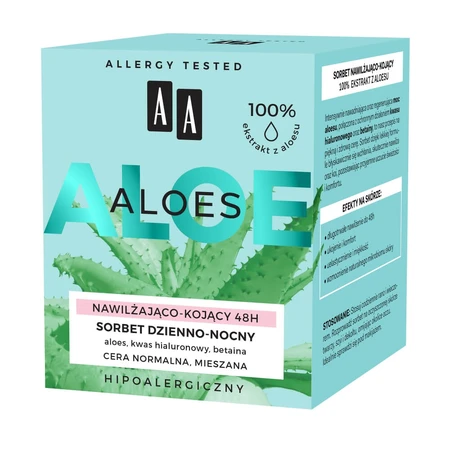 AA Aloe vera, Sorbet für Tag und Nacht, feuchtigkeitsspendend und beruhigend, 50 ml