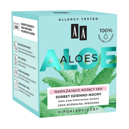AA Aloe vera, Sorbet für Tag und Nacht, feuchtigkeitsspendend und beruhigend, 50 ml