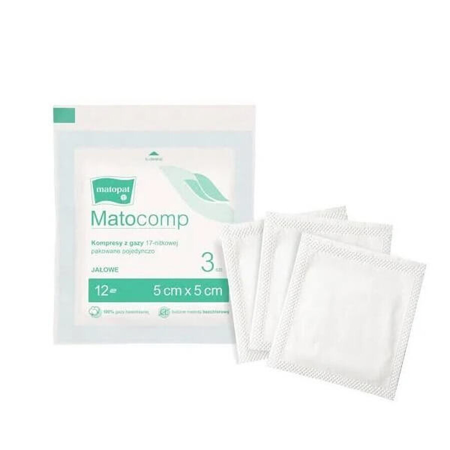 Acquista Matopat Matocomp, compresse sterili, 100% cotone, 17 fili, 12 strati, 5 cm x 5 cm, 3 pezzi Matopat Matocomp, compresse sterili, 100% cotone, 17 fili, 12 strati, 5 cm x 5 cm, 3 pezzi