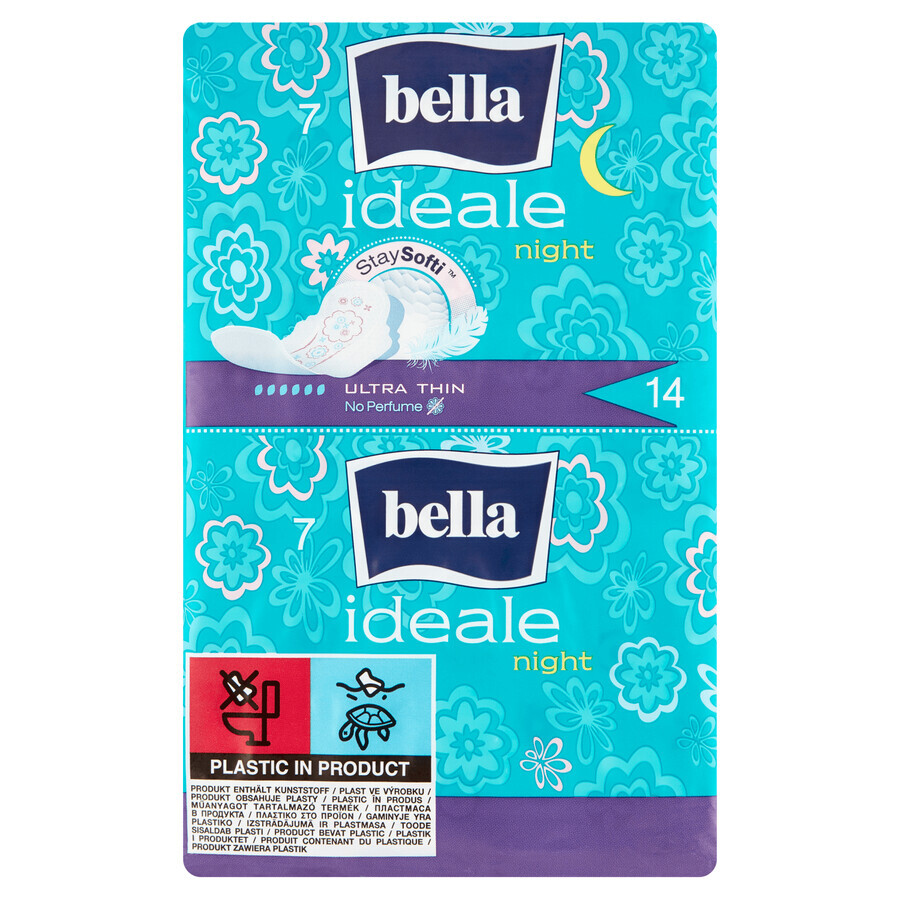 Comprar Bella Ideale, Toallas sanitarias StaySofti con alas, ultrafinas, Noche, 14 piezas Bella Ideale, Toallas sanitarias StaySofti con alas, ultrafinas, Noche, 14 piezas