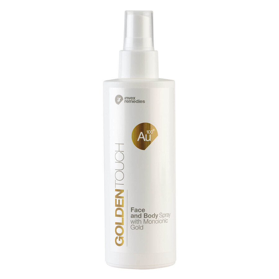 Winkel op Invex Remedies Golden Touch, gezichts- en lichaamsnevel met Au100 monoionisch goud, 200 ml Invex Remedies Golden Touch, gezichts- en lichaamsnevel met Au100 monoionisch goud, 200 ml