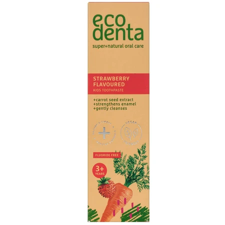 Ecodenta, pasta dentífrica infantil, a partir de 3 años, sabor fresa, sin flúor, 75 ml