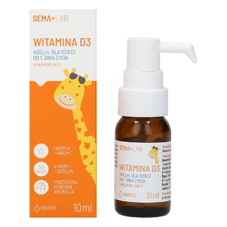 SEMA Lab Vitamina D3 400 UI para niños a partir de 1 día de edad, gotas, 10 ml