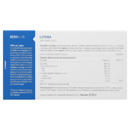 Lutéine SEMA Lab, 30 capsules molles