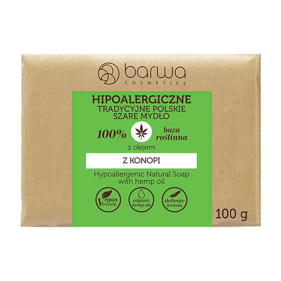 Shop Barwa Hipoalergiczne Tradycyjne Polskie, Graue Seife, Hanföl, 100 g Barwa Hipoalergiczne Tradycyjne Polskie, Graue Seife, Hanföl, 100 g