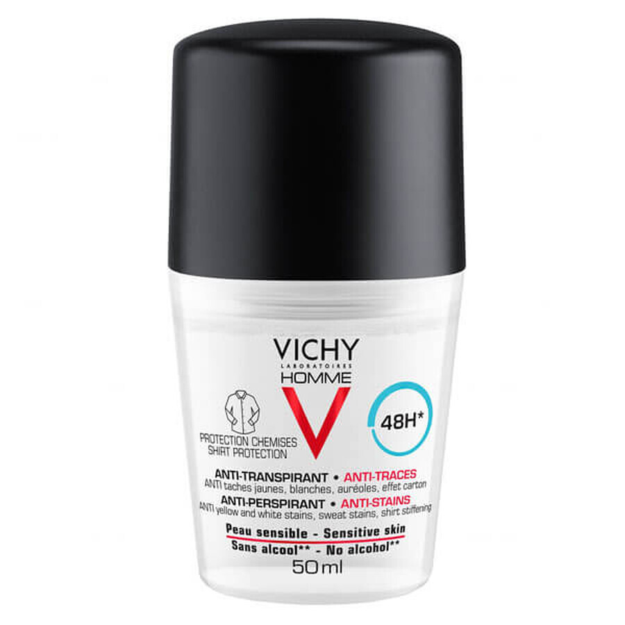 Acquista Vichy Homme, antitraspirante roll-on 48h per uomo, contro le macchie sui vestiti, 50 ml Vichy Homme, antitraspirante roll-on 48h per uomo, contro le macchie sui vestiti, 50 ml