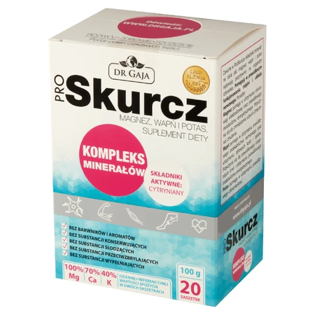 Gaja ProSkurcz, magnésium, calcium et potassium, 5 g x 20 sachets