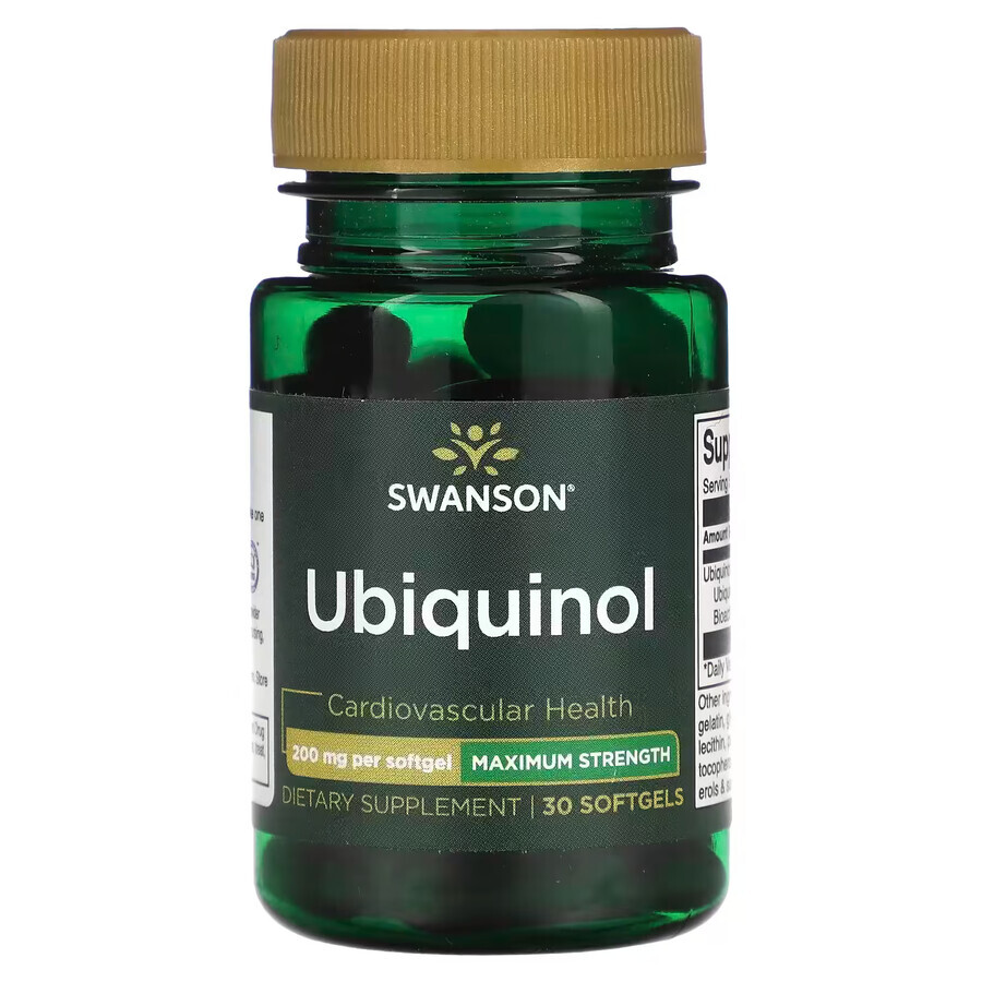 Swanson Ubiquinol 200 mg, coenzima Q10, 30 cápsulas