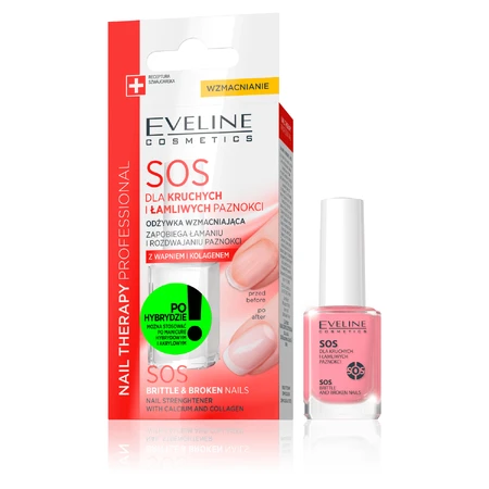 Eveline Cosmetics Nail Therapy Professional SOS, conditionneur fortifiant pour les ongles fragiles et cassants, 12 ml
