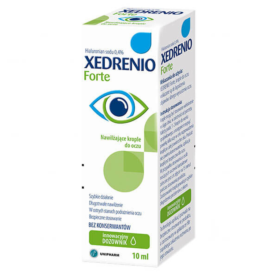 Xedrenio Forte, moisturizing eye drops, without preservatives, 10 ml