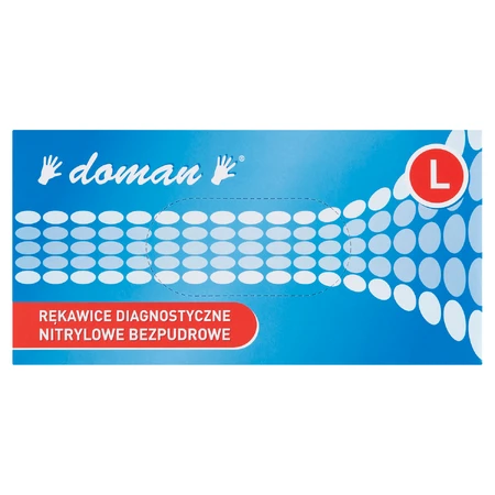 Doman, nitril handschoenen, niet-steriel, poedervrij, blauw, maat L, 100 stuks