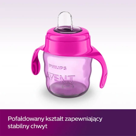 Avent, vaso antiderrames con asas y pico de silicona, rosa, SCF551/03, después de 6 meses, 200 ml