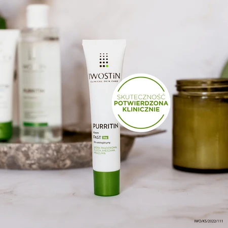Iwostin Purritin, Crema Fast Azg 5% ​​azeloglicina, piel con acné, grasa, mixta, sensible, 40 ml