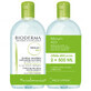 Bioderma Sebium H2O, Lotion micellaire pour les peaux grasses, mixtes et acn&#233;iques, 2 x 500 ml