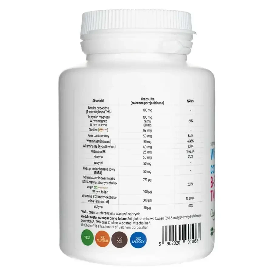 Aliness Complejo vitamínico B B-50 Metil TMG Plus, 100 cápsulas vegetales