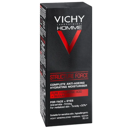Vichy Homme Structure Force, Anti-Falten-Gesichtscreme für Männer, 50 ml