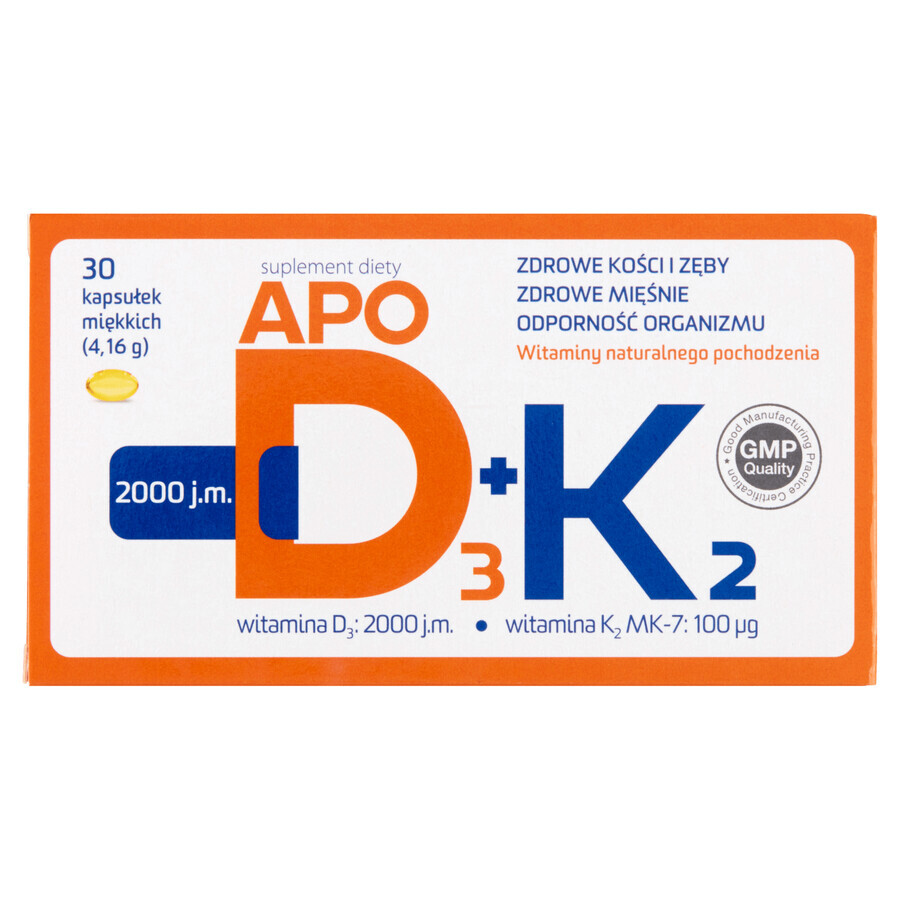 ApoD3 2000 IU + K2, 30 Kapseln KURZFRISTIG