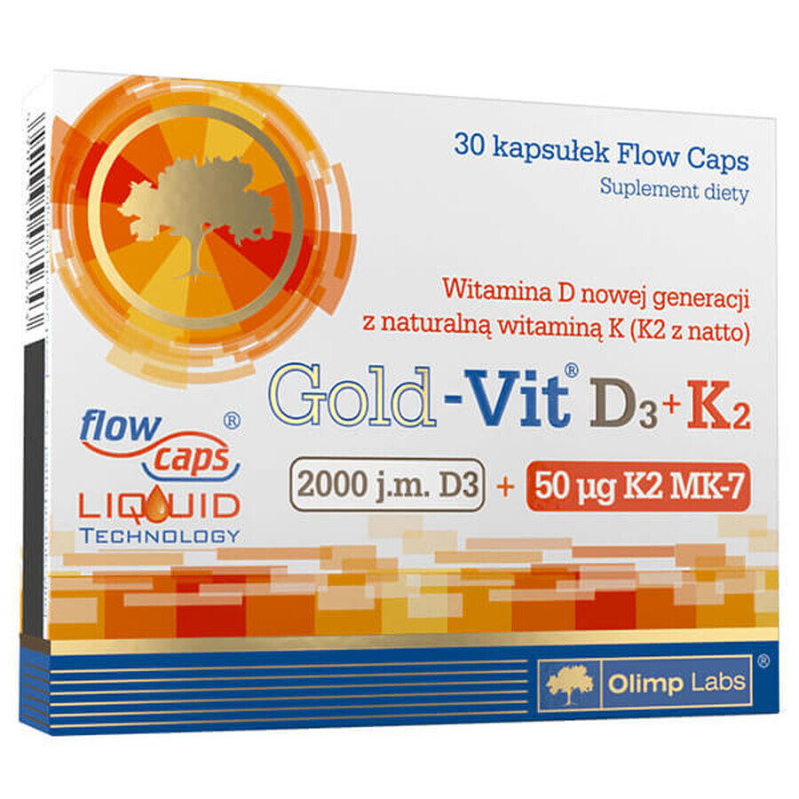 Acquista Olimp Gold-Vit D3 + K2, vitamina D 2000 UI + vitamina K 50 µg, 30 capsule Olimp Gold-Vit D3 + K2, vitamina D 2000 UI + vitamina K 50 µg, 30 capsule