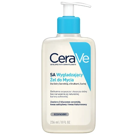 CeraVe, Gel limpiador alisante SA, piel seca y áspera, 236 ml