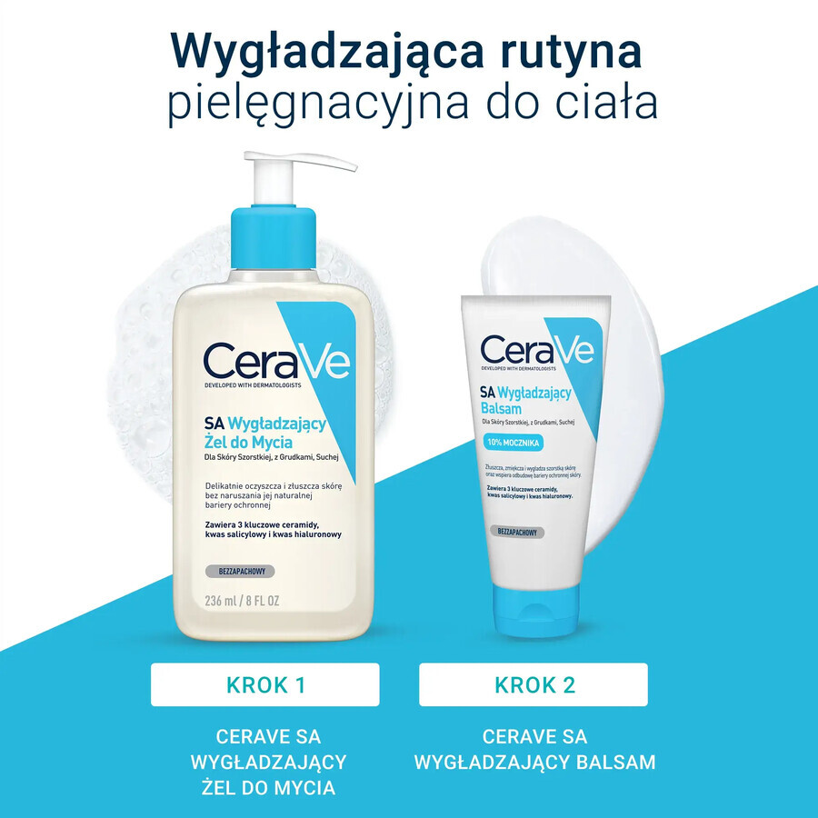 CeraVe, Gel detergente levigante SA, pelle secca e ruvida, 236 ml