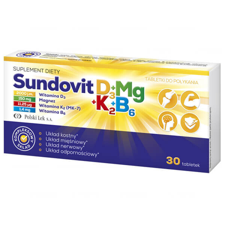 Sundovit D3 + Mg + K2 + B6, 30 tabletten KORT GEDRAG
