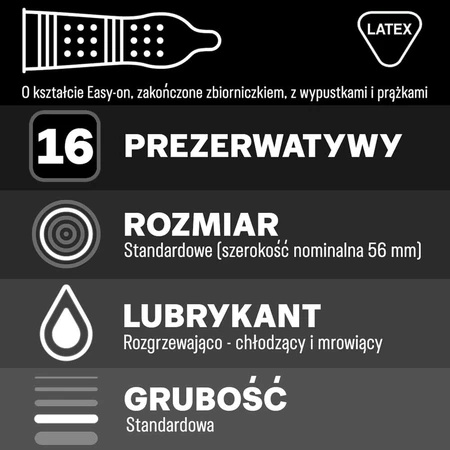 Durex Intense, preservativos con gel estimulante, acanalados con tachuelas, 16 piezas