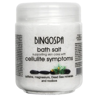Bingospa, sal de baño para pieles con síntomas de celulitis con cafeína, minerales del Mar Muerto, rooibos y magnesio, 550 g