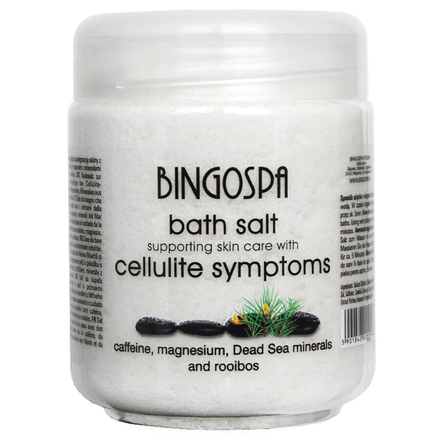 Cumpără Bingospa, sare de baie pentru pielea cu simptome de celulită cu cafeină, minerale din Marea Moartă, rooibos și magneziu, 550 g Bingospa, sare de baie pentru pielea cu simptome de celulită cu cafeină, minerale din Marea Moartă, rooibos și magneziu, 550 g