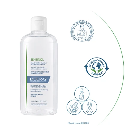 Ducray Sensinol, shampooing capillaire, protection physiologique, 400 ml