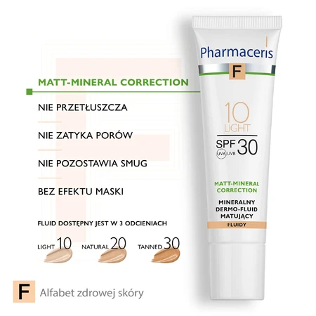 Pharmaceris F Matt-Mineral-Correction, mattierendes Fluid 10 Light SPF 30, 30 ml