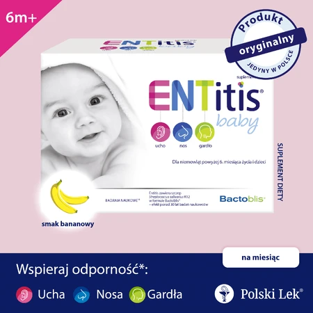 ENtitis Baby para bebés mayores de 6 meses y niños, sabor plátano, 30 sobres