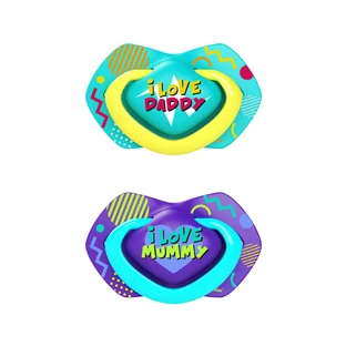 Canpol Baby's, fopspeen, silicone, symmetrisch, Neon Love, blauw, 22/653, 6-18 maanden, 2 stuks