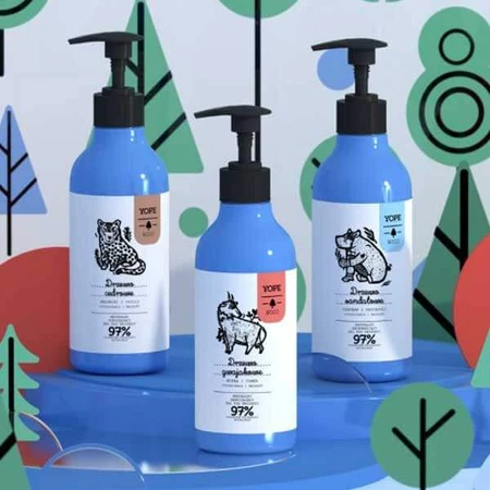 Yope Wood Sándalo, Azafrán y Pachulí, gel de ducha natural, regenerador, 400 ml