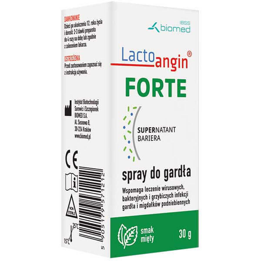 Lactoangin Forte, spray pour la gorge, goût menthe, 30 g