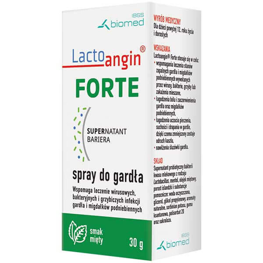 Lactoangin Forte, spray pour la gorge, goût menthe, 30 g