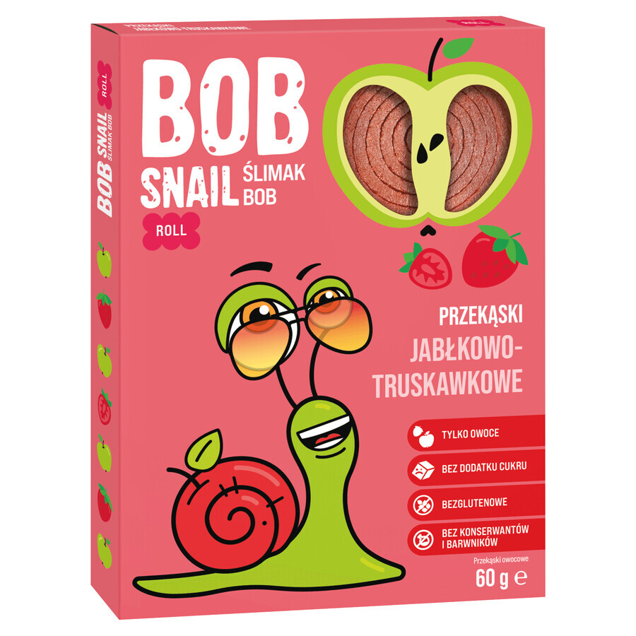 Acquista Bob Snail Roll Snack di frutta, mela, fragola, 60 g Bob Snail Roll Snack di frutta, mela, fragola, 60 g