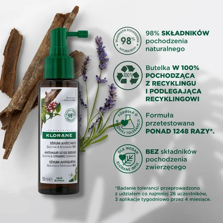 Klorane, sérum anticaída con quinina y edelweiss orgánico, 100 ml