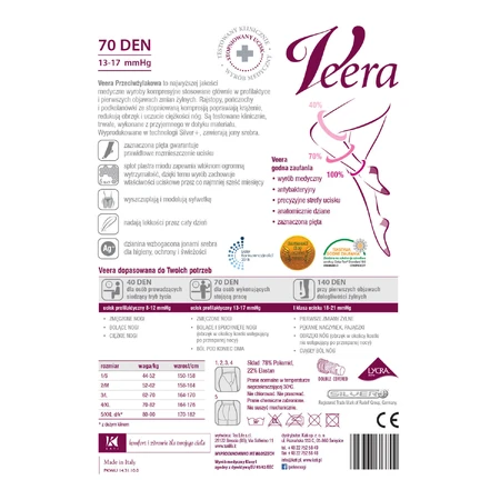 Veera Przeciwżylakowa, collants de compression, 70 den, taille 3, visone