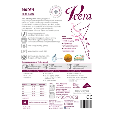 Veera Przeciwżylakowa, compression tights, 140 den, size 5, mink