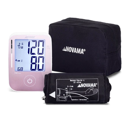 Novama Prime+ Pink, tensiómetro automático de brazo, con manguito de 22-40 cm, color rosa, con pantalla LCD