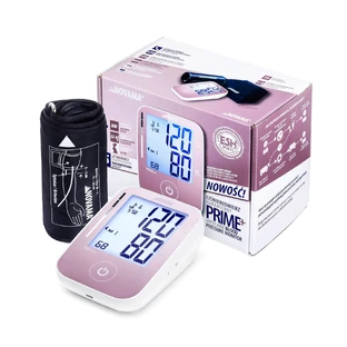 Novama Prime+ Pink, tensiómetro automático de brazo, con manguito de 22-40 cm, color rosa, con pantalla LCD