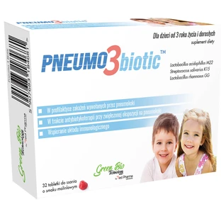Pneumo 3 biotic für Kinder ab 3 Jahren und Erwachsene, Himbeergeschmack, 32 Lutschtabletten
