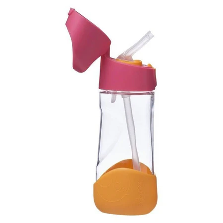B.Box, botella de agua con pajita, tritan, biberón infantil, Batido de Fresa, a partir de 9 meses, 450 ml