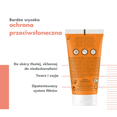 Avene Cleanance Sun Protective Face Cream, Oily and Blemish-Prone Skin, SPF 50+, 50ml