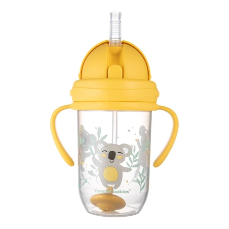Canpol Babies, gobelet avec tube et poids, Animaux exotiques, jaune, 56/606, à partir de 6 mois, 270 ml