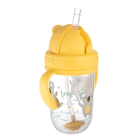 Canpol Babies, gobelet avec tube et poids, Animaux exotiques, jaune, 56/606, à partir de 6 mois, 270 ml