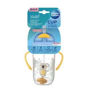 Canpol Babies, gobelet avec tube et poids, Animaux exotiques, jaune, 56/606, à partir de 6 mois, 270 ml